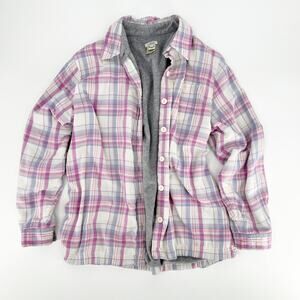 Vintage L. L. Bean Plaid Sherpa Fleece Lined Flannel Shirt Jacket Size Small